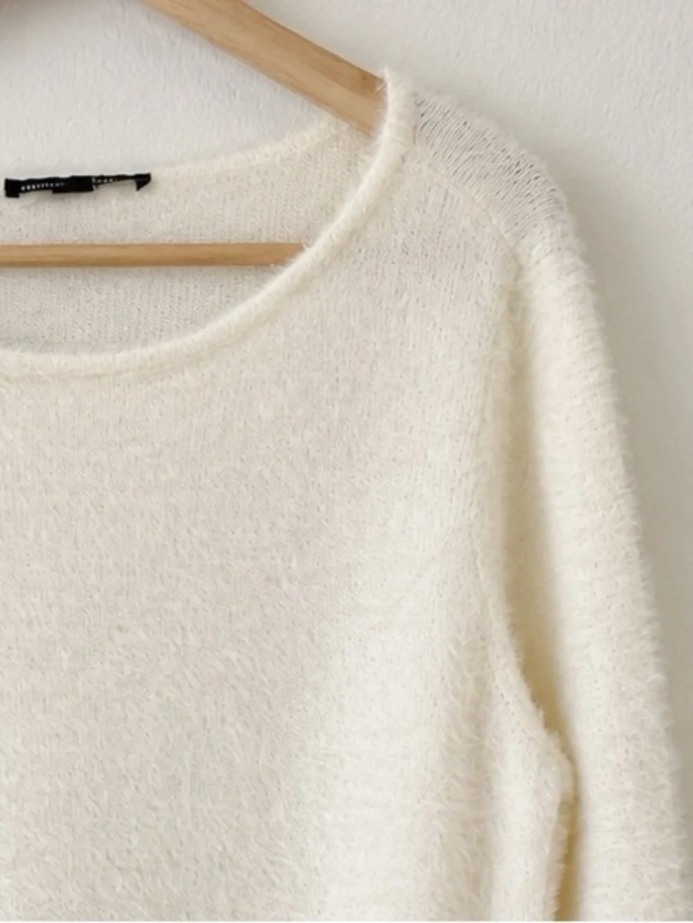 Boston Proper Ivory Pearl Embellished Fuzzy Sweater XL Rhinestone Beadedy New